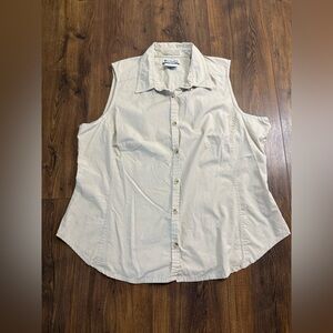 Columbia Women's Sleeveless Button Down Shirt, Beige Size 1X, Fishing Hiking